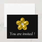 INVITATION FLEUR D'OR AVEC DIAMONDE (Devant / Derrière)