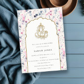 Invitation Fleur d'or Blush Ganesh Baby shower indien