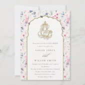 Invitation Fleur d'or Blush Ganesh Indian Couples Douche (Devant)