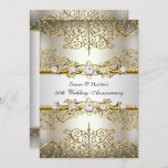 Invitation Fleur d'or clair 50e anniversaire de Mariage<br><div class="desc">Invitation du 50e anniversaire Gold & White. Elégant tourbillon fleuri Or & bijoux. VEUILLEZ NOTER toutes les images plates ! Ils n'ont pas de vrais diamants ou bijoux! !</div>