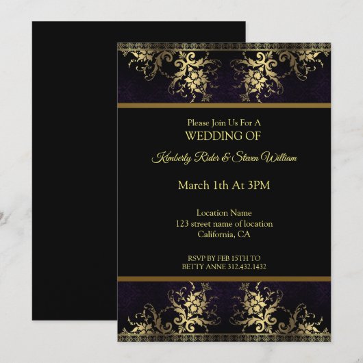 Invitation Fleur d'Or et Henné (Devant / Derrière)