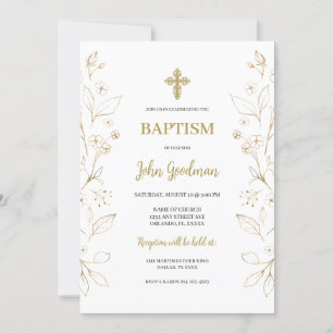 Invitation Fleur d'or minimaliste Baptême espagnol