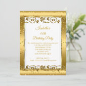 Invitation Fleur d'or Parties scintillant blanche fête d'anni (Debout devant)