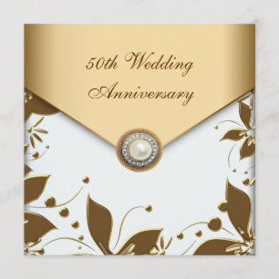 Invitation Fleur d'Or Perle Blanche 50e Anniversaire de Maria