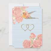 Invitation Fleur d'or rose et mariage d'oiseaux (Dos)