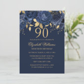Invitation Fleur d'Or Rose Navy 90e Anniversaire (Debout devant)