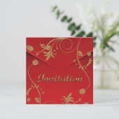 Invitation Fleur d'Or Rouge Asiatique (Debout devant)
