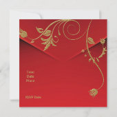 Invitation Fleur d'Or Rouge Asiatique (Dos)