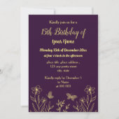 Invitation Fleur d'or simple violet anniversaire (Devant)