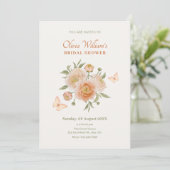 Invitation Fleur d'orange crème papillon nuptiale douche (Debout devant)