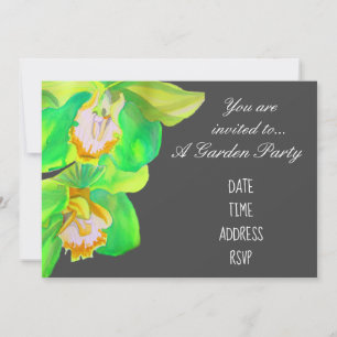 Invitation Fleur d'orchidée design moderne fête de jardin