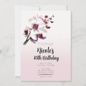 Invitation Fleur d'orchidée rose et blanc fête d'anniversaire (Devant)