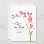 Invitation Fleur d'orchidée rose vert été Enregistrer la date (Devant)