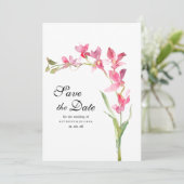Invitation Fleur d'orchidée rose vert été Enregistrer la date (Debout devant)