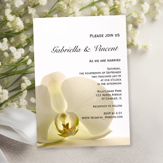 Invitation Fleur d'orchidées sur Mariage blanc