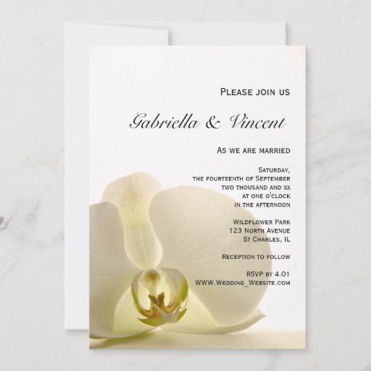 Invitation Fleur d'orchidées sur Mariage blanc (Devant)