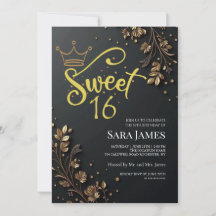 Fleur dorée noire pour un anniversaire Sweet 16