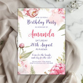 Invitation Fleur douce Fleur Fleur Fête Anniversaire