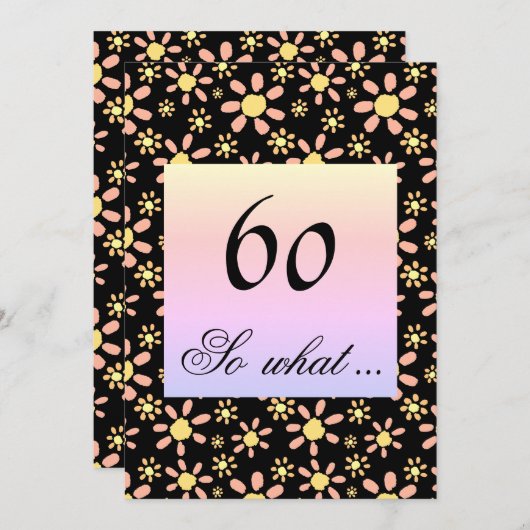 Invitation Fleur du 60e anniversaire pour elle (Devant / Derrière)