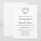 Invitation Fleur du Coeur Floral Wreath. Mariage botanique In (Devant / Derrière)