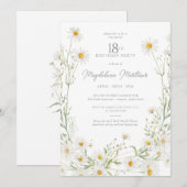 Invitation Fleur du mois de naissance d'avril pour 18 ans Mar (Devant / Derrière)