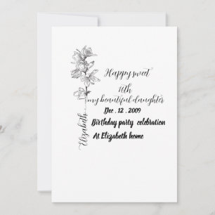 Invitation Fleur du mois de naissance personnalisée sweet 16 