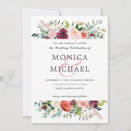Invitation Fleur du pays | Fleurs d'automne Mariage chic (Devant)