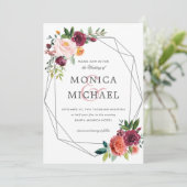 Invitation Fleur du pays | Mariage végétal géométrique floral (Debout devant)