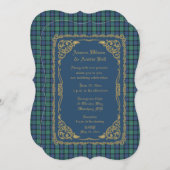 Invitation Fleur écossaise Tartan Plaid Mariage (Devant / Derrière)