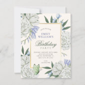 Invitation Fleur élégante anniversaire (Devant)