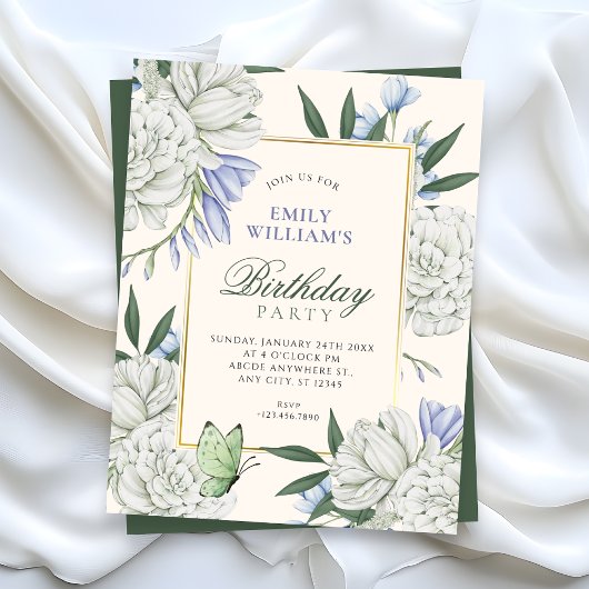 Invitation Fleur élégante anniversaire