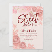 Invitation Fleur élégante aquarelle rose moderne Sweet 16 (Devant)