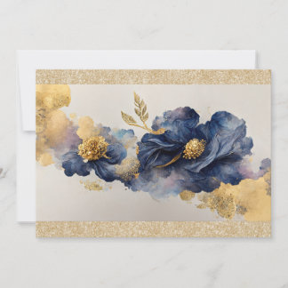 Invitation Fleur Élégante Dorée