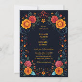 Invitation Fleur Élégante Folk Vintage (Devant)