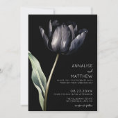 Invitation Fleur Élégante Simple Moderne Noire (Devant)