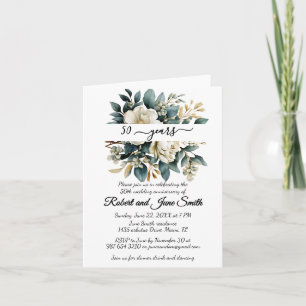 Invitation Fleur en fleurs blanches 50e anniversaire de maria