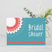Invitation Fleur en fleurs - Bleu et corail (Debout devant)