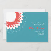 Invitation Fleur en fleurs - Bleu et corail (Dos)