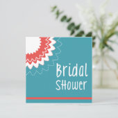 Invitation Fleur en fleurs - Bleu et corail (Debout devant)