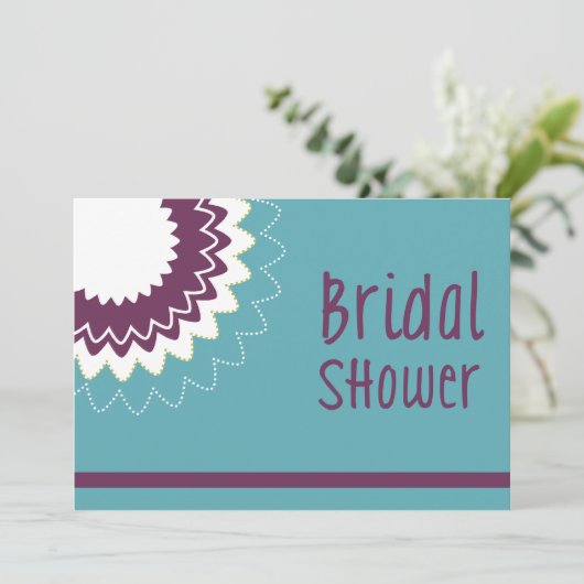 Invitation Fleur en fleurs - violet et vert (Debout devant)