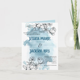 Invitation Fleur en poudre bleue