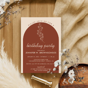 Invitation Fleur en terre cuite Eté Automne Anniversaire