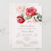 Invitation Fleur espagnole couleur eau Mariage (Devant / Derrière)