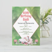 Invitation Fleur et Flamant rose tropicaux Fête sur mesure (Debout devant)