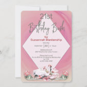 Invitation Fleur et Flamant rose tropicaux Fête sur mesure (Devant)