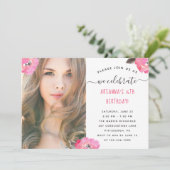 Invitation Fleur et points Photo fête d'anniversaire (Debout devant)