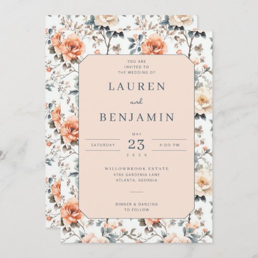 Invitation Fleur et Promesse de Mariage (Devant / Derrière)