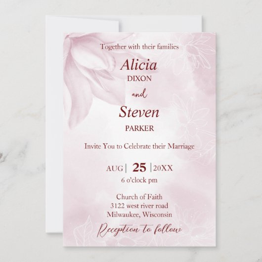 Invitation Fleur Ethereal Magnolia, Mariage (Devant)