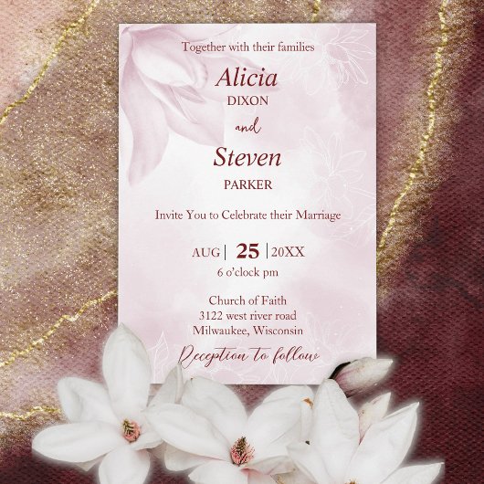 Invitation Fleur Ethereal Magnolia, Mariage