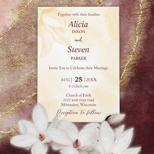 Invitation Fleur Ethereal Magnolia, Mariage